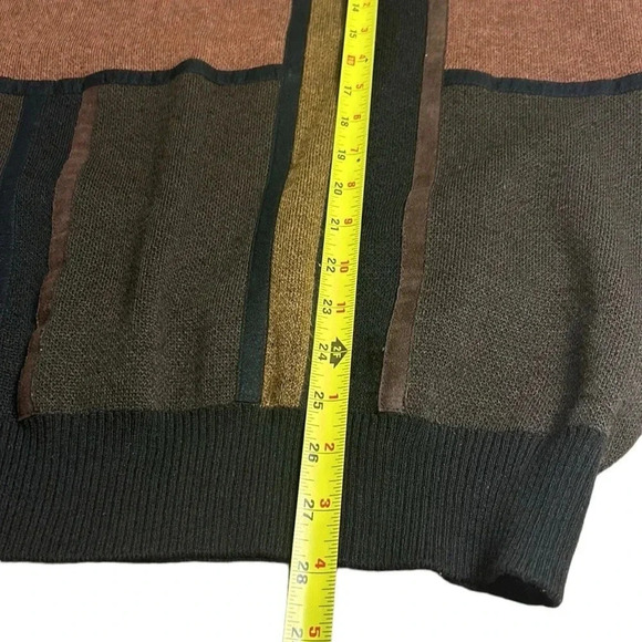 LEO CHEVALIER sweater.Men XL.Wool blend ,Black,brown,geometric design,multimedia - Picture 14 of 16